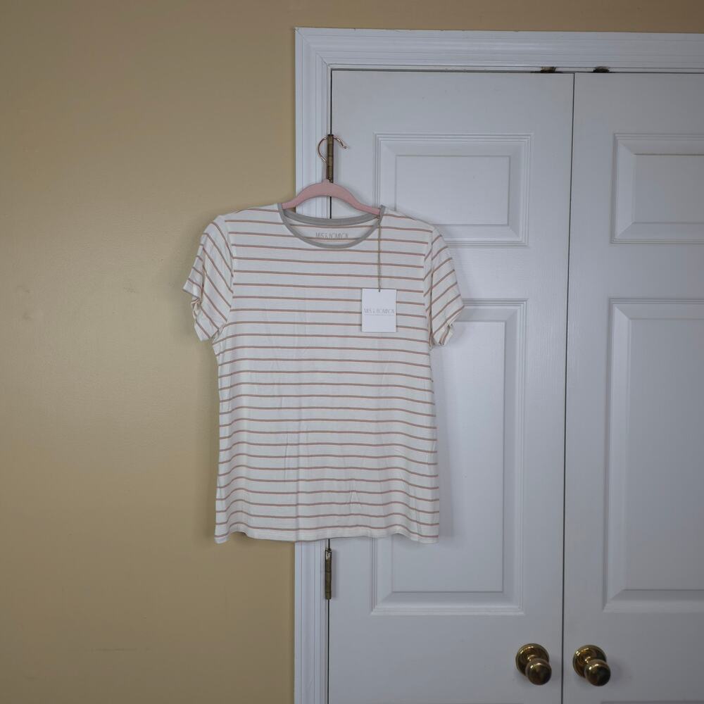 Mus & Bombon Short Sleeve Crewneck T-Shirt Basieco Stripes Size S